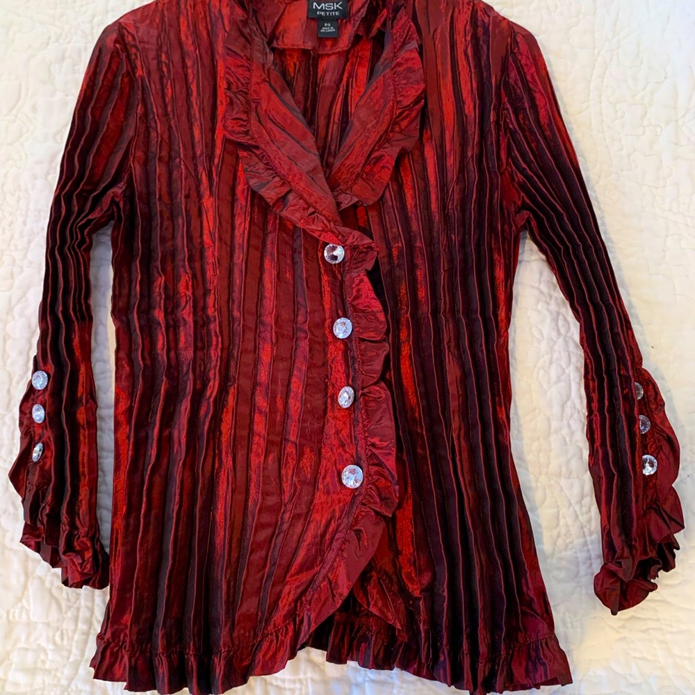 Red Crinkle Valentine Blouse